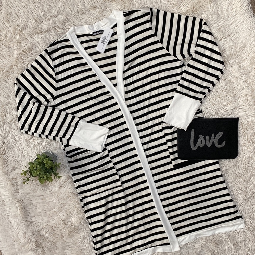 Heimish USA Open Lightweight Cardigan 💗 Ivory & Black